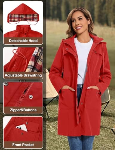 Tuopuda Women Waterproof Coat Outdoor Hooded Rain Jacket for Spring Autumn — view 4