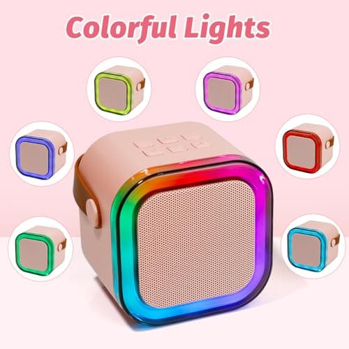 Mini Karaoke Machine for Kids Adults with 2 Wireless Microphones, Portable Singing Machine for Ages 3,4,5,6,7,8,9,10,11,12+ Years Old Girl Birthday Gift, Karaoke Speaker, Family,Home Party (Pink) — view 6