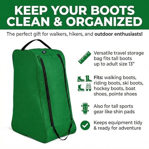 Water-Resistant Long Boot Bag and Shoe Carrier– Perfect Storage Solution for Football, Rugby, Golf, Hiking, Walking, Skiing and Work Footwear (Green) — view 2