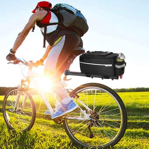 Eidoct 10L Waterproof Bicycle Rear Pannier Bag with Insulated Storage Pouch and Shoulder Strap for Bike Rack - Reflective Commuter Bag (Black) — view 6