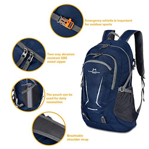 Loocower 45L Lightweight Foldable Backpack Walking Rucksack Hiking Daypack Packable Camping Travel Outdoor Sport Knapsack for Men Women - Blue — view 4
