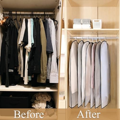 YiZhou 12 Pack Translucent PEVA Garment Bags, 60×100cm Suit Storage Covers — view 5