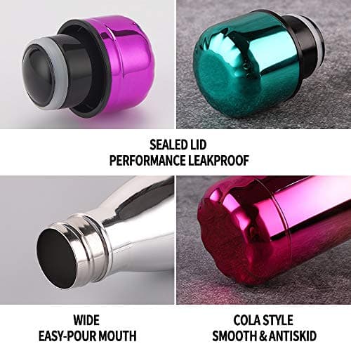 Personalised Insulated Water Bottle Vacuum Flask | Stainless Steel | 12 Hours Hot & 24 Hours Cold | Gifts of Fathers Day Christmas | 500ML / 17oz | Bottles for Hiking Outdoor (Pink-Silver-Blue) — view 5