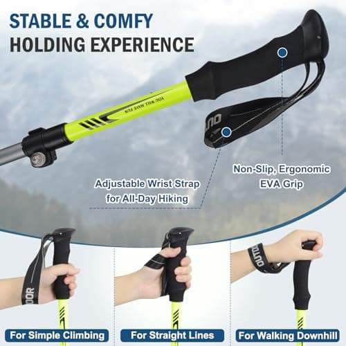 Nordic Walking Poles, Carbon Fibre Trekking Sticks Trekking Poles Adjustable Antishock And Quick Lock System Ultralight Telescopic Walking Stick For Camping, Mountaining, Backpacking, Walking 2 Pack — view 3