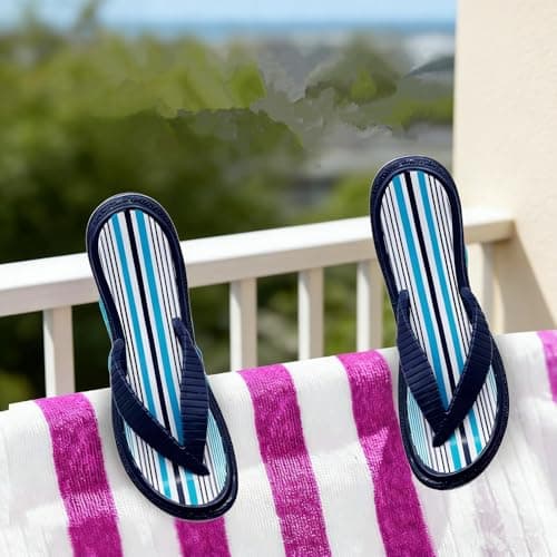 TRIXES Flip Flop Beach Towel Pegs - Secure Sun Lounger Travel Clips Indoor & Outdoor Use – Jumbo Clip for the Beach, Garden, Pool, Sun Bed or Deck Chair – Laundry Quilt & Clothes Peg (4, Striped) — view 3