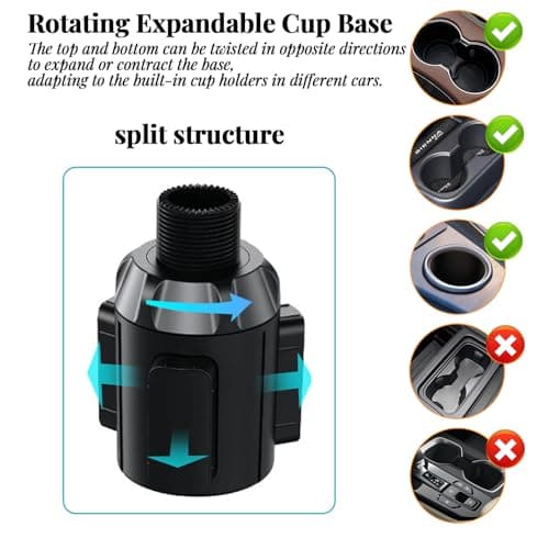 3-in-1 Car Cup Holder Expander with Adjustable Phone Mount – Universal Spill-Proof Bottle Holder & 360° Rotating Phone Stand for Large Drinks and Smartphones up to 4.1 Inches — view 5