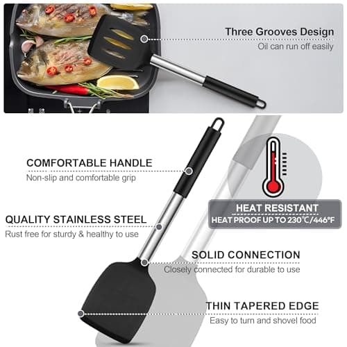 Joyfair 7 Pcs Kitchen Utensils Set for Cooking (Non Scratch, Black) — view 3