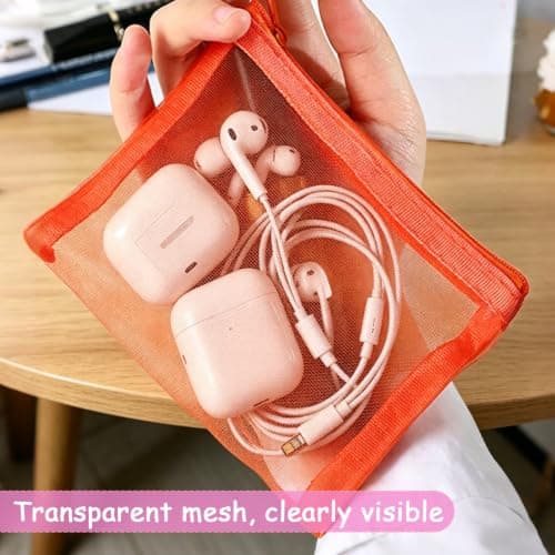 7PCS Mesh Small Make up Bag Set, Small Pouch with Zip Travel Toiletry Bags — view 4