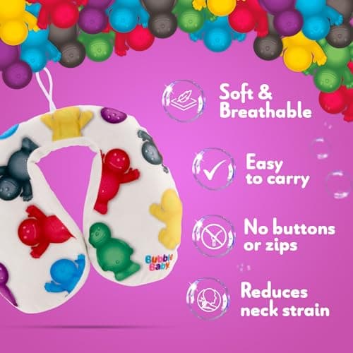 BUBBLEBABY Child Neck Cushion Travel Pillow - Kids Car Seat Neck Support Pillow, Soft Breathable Fabric, Portable Travel Accessories for Toddlers — view 3