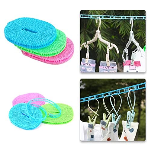 Pack of 3 Portable Clothesline 5M Washing Line Anti-slip Clothes Line Clothes Drying Rope for Outdoor and Indoor Hotel Use — view 6