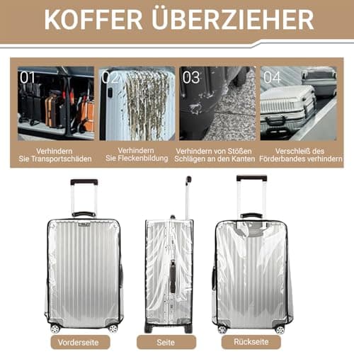 Xtrillogen 3 Pcs Thickened Transparent PVC Suitcase Cover Set,Waterproof,Dustproof and Scratch-Resistant Luggage Cover for Suitcases,Fits Hand Luggage and Wheeled Suit Case,Perfect for Travel — view 6
