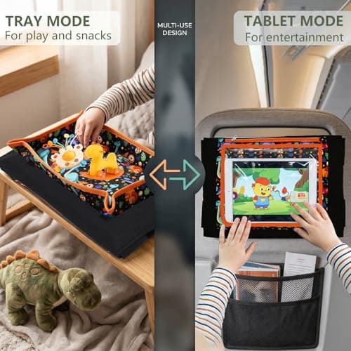 Airplane Tray Table Cover, Foldable Travel Tray Organizer with Clear Touchscreen Sleeve, 44x30cm Polyester Airplane Trays, Portable Plane Travel Essentials for Fits Train Bus High Chair — view 3