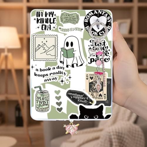 HTTDSLF Set of Decorative Accessories for Kindle Paperwhite 11th/12th Generation, 6 Pcs Inserts for Clear Case for eReader and 2 Pieces of Anti-Dust Charms, Retro Charm Set for Telephone — view 5
