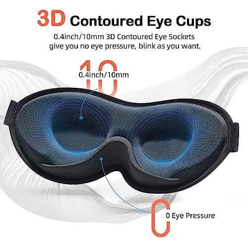 INNELO Sleep Mask 100% Blackout for Men Women, 3D Contoured Zero Pressure — view 4
