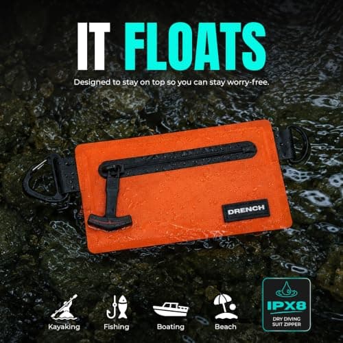 Drench Waterproof Wallet for Beach & Water Adventures, Orange — view 5