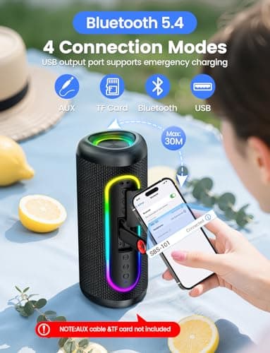 UOHHBOE 30W Bluetooth Speaker, Waterproof Portable Speaker with Deep Bass — view 5