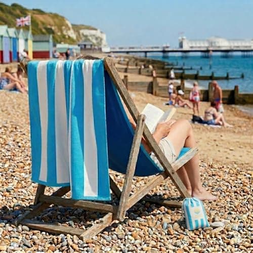 Beach Master Large Microfibre Beach Towel for Adults – Quick Dry & Sand Free Lightweight Travel Towel with Carry Bag, 160 x 80cm – Pink Stripe — view 6
