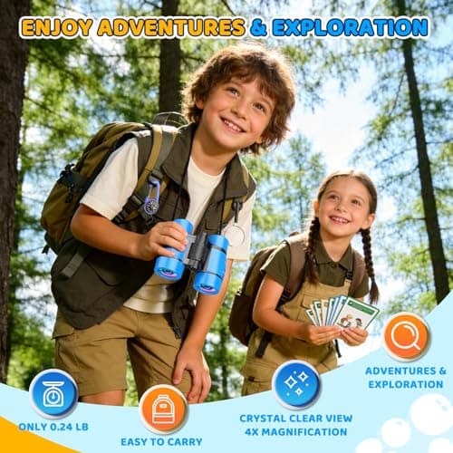 Outdoor Toys for 3-9 Year Old Boys–Binoculars for Kids with Fun 25 Explore Cards,Compass, Magnifying Glass-Garden Games 3-9 Year Old Boys Gifts Birthday Presents-for Football Matches,Hiking Travel — view 6