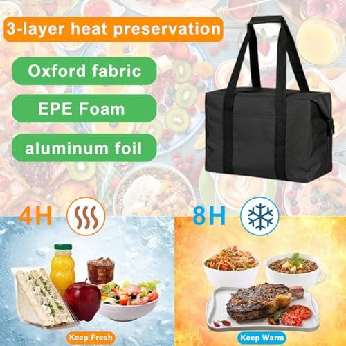 Foldable 20L Cooler Bag with Hard Liner, Insulated Shopping Bags for Frozen Food, Large Lunch Bag, Portable Leakproof Thermal Picnic Bag for Beach, Camping, BBQ, Outdoor Activities,School & Work — view 5