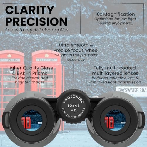 PURSUAL 10x42 Compact Binoculars for Adults High Power for Bird Watching, Hiking, Hunting, Concerts, Travel & Outdoor Adventures. Lightweight & Waterproof providing Crisp, Clear & Bright Images — view 4