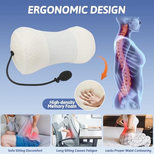 Wdmiya Adjustable Inflatable Lumbar Support Cushion, Back Support Pillow — view 4