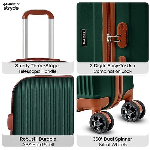 CALDARIUS Hardshell Luggage | Durable Suitcases | Lightweight & Secure with Combination Lock | Smooth 4 Dual Spinner Wheels | Ideal Travel Bag & Luggage Sets (Green, Medium 24") — view 3