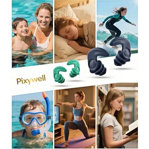 Pixywell Noise Cancelling Earplugs for Sleep and Swim UK - UKAS Certified Side Sleeper Comfort, Small Ear Canal Fit, Reusable Washable for Tube/NHS Shift/Pub, Carbon Trust Certified (Adult Dark Blue) — view 3