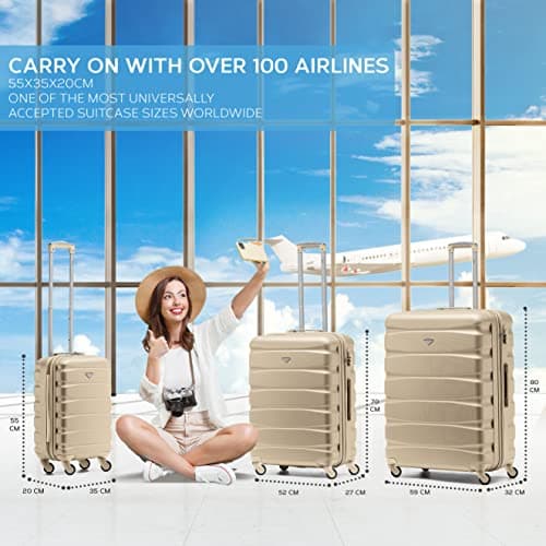 Flight Knight Lightweight 4 Wheel ABS Hard Case Medium Suitcase Approved for Over 100 Airlines Including easyJet, British Airways, Ryanair, Jet2, Emirates & Many More - Check-in Medium Size 25" — view 2