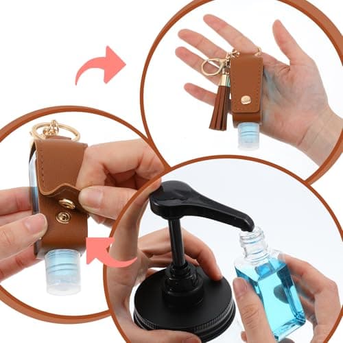 guduling 3 Pcs Hand Sanitiser Keyring,30 ml Hand Sanitiser with Clip, with Clip – Refillable Mini Hands Sanitizer Keychain for Travel, Lotion, Liquid Soap or Shampoo (Black, Pink, Brown) — view 3