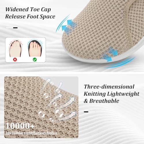 JOINFREE Womens Extra Wide Fit Walking Shoes Barefoot Comfort Beige — view 3