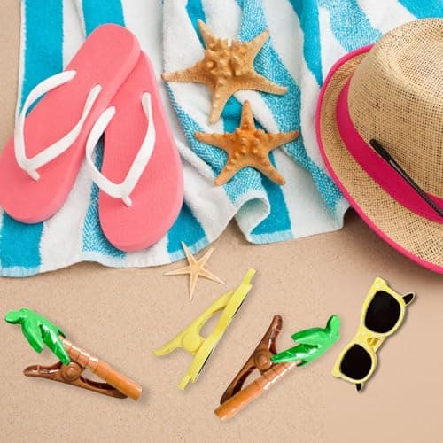 4 Pcs Large Beach Towel Clips for Sun Loungers, Sunbed Towel Clips Towel Pegs for Sun Lounger, Beach Pegs Sunbed Clips for Towels, Windproof Laundry Clips — view 5