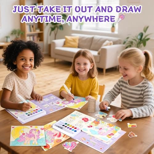 Ybzegrd 3-in-1 Water Colouring Book Girls 3+, Mess-Free Travel & Tear-Out — view 5