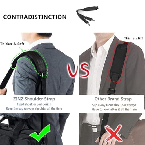 Vikrami lighting Adjustable Shoulder Strap Universal Replacement Bag Strap with Detachable Pad with Metal Swivel Hooks - for Laptop, Camera, Duffel, Messenger Bags and More - Black56inch — view 5