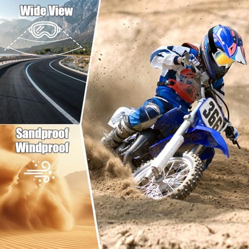 HOTUT Bike Motorcycle Goggles for Riding, Dirt, Ski, ATV, Racing, Windproof & Dustproof Dirt Bike Motocross Goggles, UV400 Eyewear Padded Soft Thick Foam, Motocross Helmet Windproof Glasses for Adults — view 6