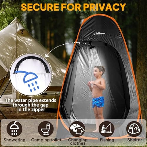 Chihee Outdoor Privacy Shelter Pop Up Camping Bathroom Tent Pod Portable Changing Tent 1 Room Instant Camp Toilet Stall Shower Tent Dressing Room Foldable with Cover Floor Carry Bag (Black) — view 3