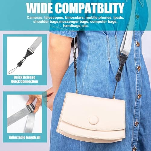XILIYAI Adjustable Shoulder Strap, Comfortable Camera Strap, Neck Lanyard for iPad Tablet Case, Camera, Binocular, Luggage Bag (Grey Replacement Shoulder Strap) — view 5