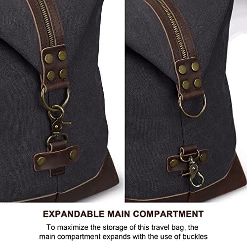 S-Zone Mens Canvas Leather Holdall Travel Duffle Overnight Weekend Satchel Totes Bag Handbags — view 4