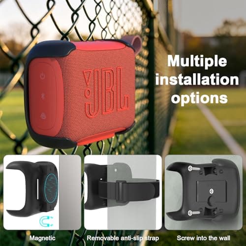 HOLACA Case with Strap for JBL GO 5 Bluetooth Speaker, Magnetic Protective Cover with ABS Hard Shell, Integrated Cinch Strap & Strong Magnet for Gym, Bike, Car Mount — view 3