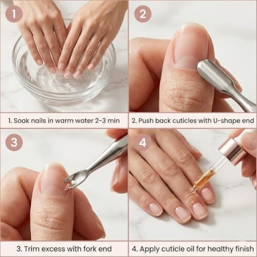 Armiz Cuticle Pusher with Fork- Dual-Ended Stainless Steel Nail Tools with Sharp Fork, U-Shape Design, Cuticle Remover Tool Ideal for Manicures and Pedicures — view 6