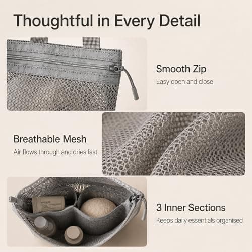 Mesh Shower Caddy Toiletry Bag Portable Quick Dry 3 Pockets for Gym Beach — view 4