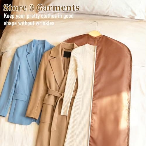 MISSLO Carry on Garment Bags for Travel for Women 56" Foldable Dress Bag with Large Pockets Bag Suit Luggage Garment Bag with Shoulder Strap for Business, Wedding, Hanging Clothes, Beige — view 5