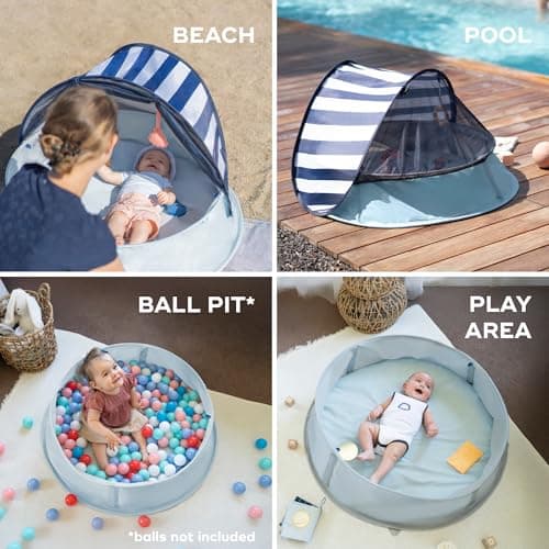Babymoov Aquani Pop Up Baby Beach Tent & Paddling Pool - Anti-UV Sun Protection UPF 50+, Marinière — view 4