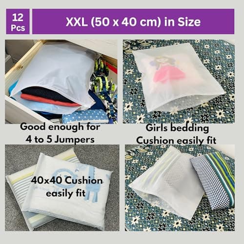 Moth Free Store & Protect Clothes Bags Ziplock Bags for Storage Hospital Maternity School Trips Wardrobe Waterproof Camping Travel Holidays Organiser Odour Free Reusable Eco Friendly… ((50 x 40) cm) — view 4