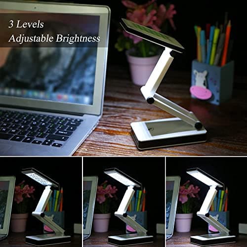 KINGGOO Portable Folding LED Table Lamp Desk Light Sensitive Touch Control 3 Levels Adjustable Brightness Dimmable USB Charging Port 4 * AA Batteries Powered. — view 5