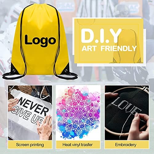 DDSHUN 6 Pack Drawstring Bags Drawstring Gym Bag Waterproof Running Backpacks Sports String Bag String Swim PE Bag for Sports, School, Gym, Travel, Swimming Beach Storage Organization - Multicolor — view 5