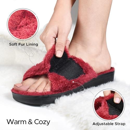 AEROTHOTIC Open Toe Slippers for Women Outdoor Arch Support Sandals Planter Fasciitis Relief Comfortable Soft Footbed & Stylish Straps with Non-Slip Sole Travel Fashion Slides Footwear, Gemma Maroon — view 4