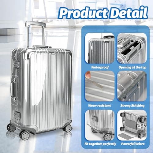 ASelected Suitcase Cover Protector 28 Inch, Clear PVC Suitcase Cover Protectors for Wheeled Suitcase, Waterproof Suitcase Protector for Business Trip Daily Using — view 3