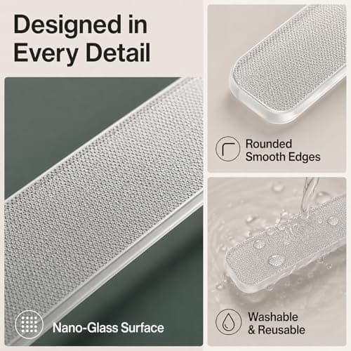 3Pcs Nano Glass Nail Files, Professional Crystal Nail Polisher Buffers, Reusable Washable Manicure Tools for Natural Nails, Portable 9cm Size — view 4