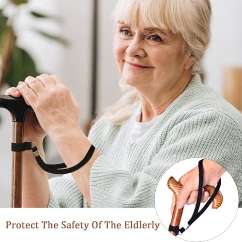 DreamAug 2pcs Walking Stick Wrist Straps – Black Nylon Wrist Loops for Canes & Crutches, Enhanced Support for Hiking, Elderly & More（Fits outer circles of 15mm–25mm in diameter） — view 6