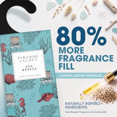 Large 12 Packs Sea Breeze Hanging Scented Sachets Long-Lasting Closet Deodorizer Air Freshener Fabric Refresher Odor Eliminator for Drawer Home Fragrance Gift Set — view 4